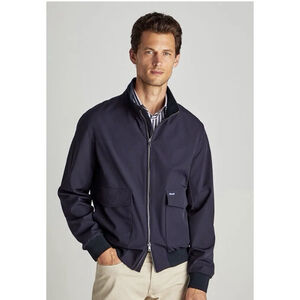 Façonnable Facorain Jacket Men’s Large Blue Zip Pockets Preppy Luxury Rain $350